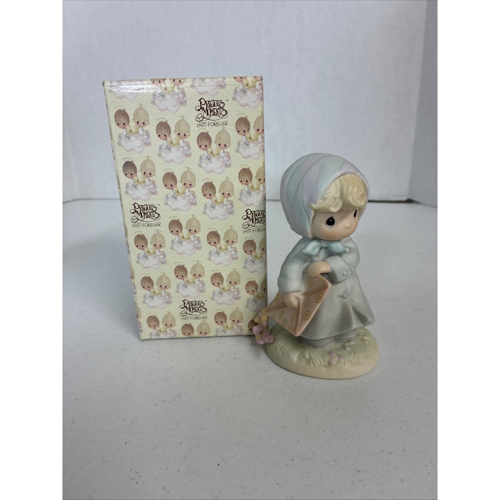 Precious Moments March Girl with Kite Porcelain Figurine 110019 1987 with Box